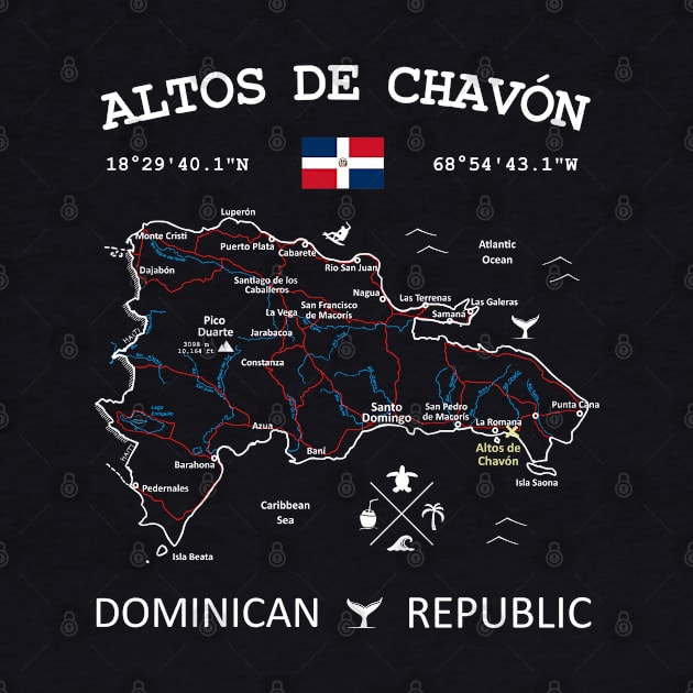 Altos de Chavón Dominican Republic Flag Travel Map Coordinates GPS by French Salsa